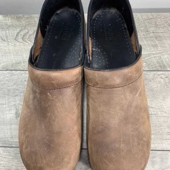 Sanita Professional Men's Distressed Leather Mules Shoes Clogs Size 13 US 47 EU - Picture 3 of 9